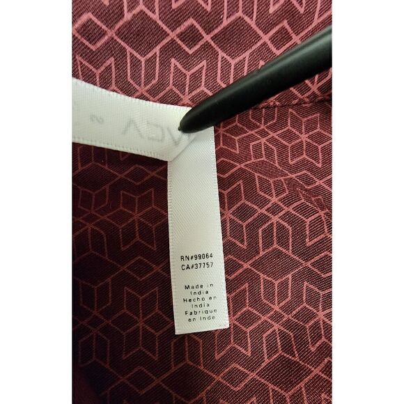 RVCA Mens Striped Button-Down Burgundy Regular Fit Size Small - Picture 8 of 8